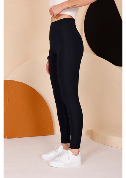 Kadın Lacivert Yüksel Bel Slim Fit Tayt - 3060