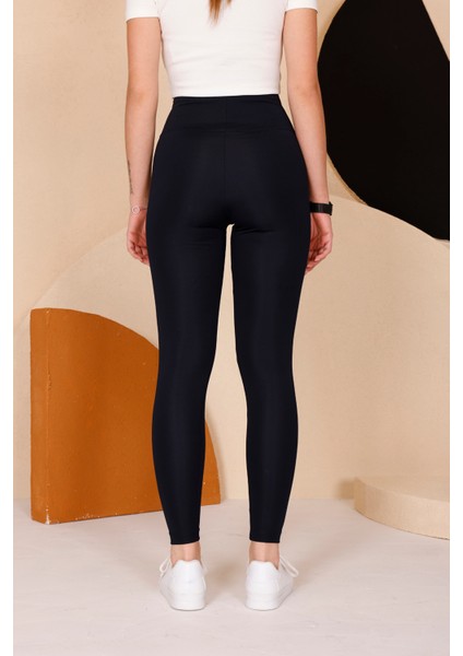 Kadın Lacivert Yüksel Bel Slim Fit Tayt - 3060