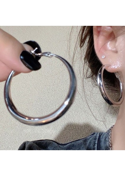 Büyük Halka Küpeler Basit Düz Halka Küpeler Küpeler (Yurt Dışından)