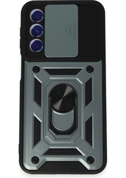 Samsung Galaxy M34 5g Kılıf Pars Lens Yüzüklü Silikon - Yeşil Zrnet