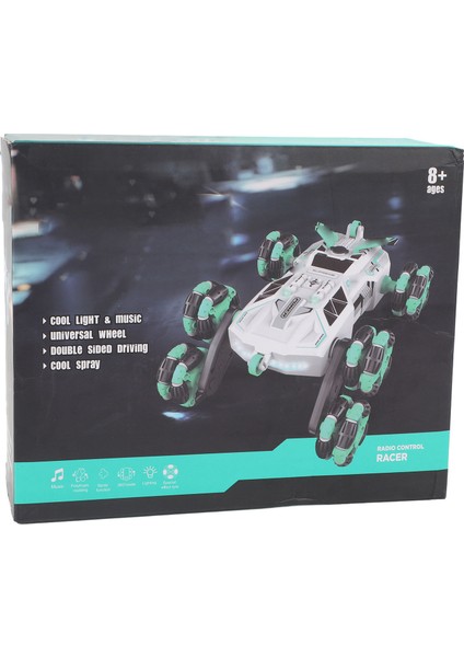 6WD Sürüklenme Dublör Rc Arabalar Çift Taraflı Rc Dublör Off Road Araba ile Işık ve Müzik Sprey Çocuklar Için Oyuncak Araba Erkek Kız Yeşil (Yurt Dışından)