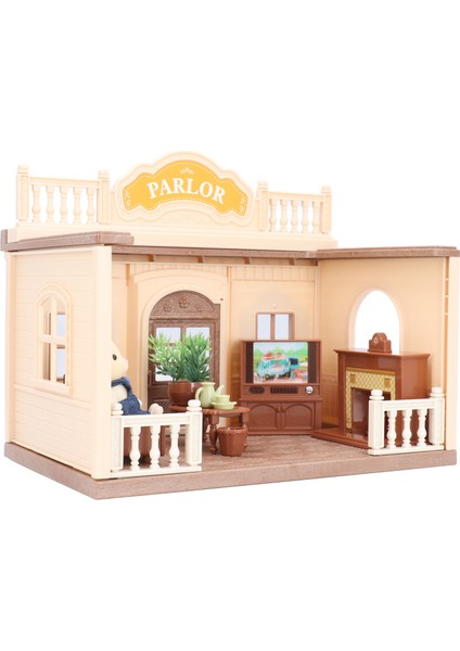 1:12 Ölçekli Bebek Evi Mobilyası Plastik Minyatür Tv Çay Masası Kanepe Şömine Saksı Oturma Odası Dollhouse (Yurt Dışından)