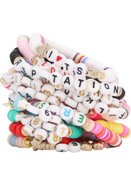 14 Adet Bohem Bilezik Rahat Elastik Renkli Boncuklu Bilezik Harflerle (Yurt Dışından)