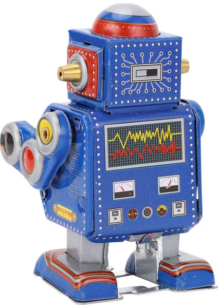 Kurmalı Robot Oyuncak El Yapımı Dekoratif Vintage Clockwork Robot Oyuncak Ilginç Kurmalı Demir Oyuncak Cafe Restoran Için Mavi (Yurt Dışından)