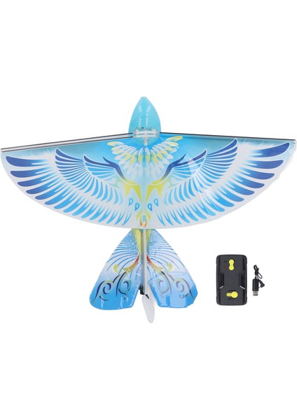 Uçan Rc Kuş Oyuncak 2.4 Ghz USB Şarj LED Biyonik Çırparak Kanatları Kuş Kapalı Açık Mavi (Yurt Dışından)