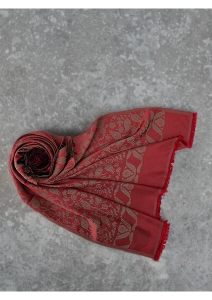 Kırmızı Lale Desen Kadın Şal fiyatları