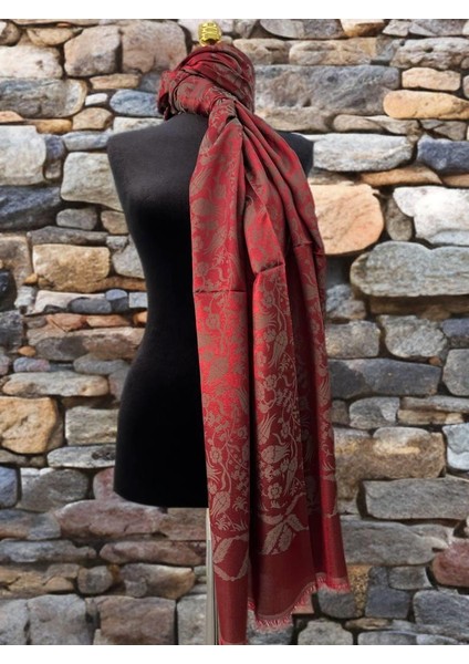 Kırmızı Lale Desen Kadın Şal modelleri