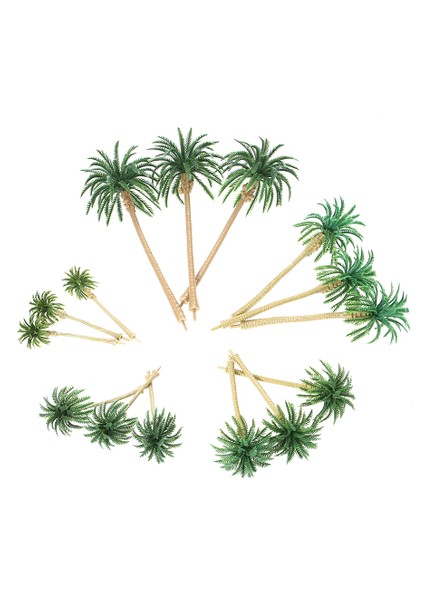 15 Adet Minyatür Manzara Düzeni Modeli Plastik Ağaç Palmiye Ağaçları Tren Hindistan Cevizi Yağmur Ormanı Ev Bahçe Dekorasyonu (Yurt Dışından) modelleri