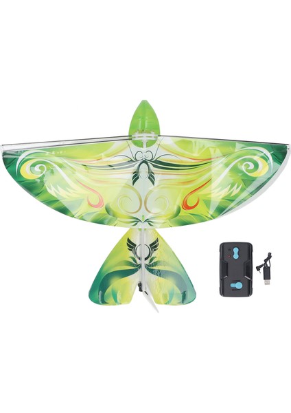 Uçan Rc Kuş Oyuncak 2.4 Ghz USB Şarj LED Biyonik Çırparak Kanatları Kuş Kapalı Açık Yeşil (Yurt Dışından)