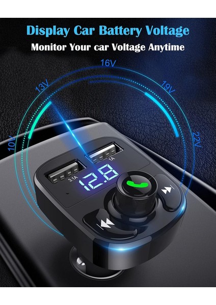 Araç Bluetooth Fm Transmitter Cihazı Araba Mp3 Çalar Oto Çakmaklık Şarj Aleti Radyo Müzik Kiti Aux fırsatları