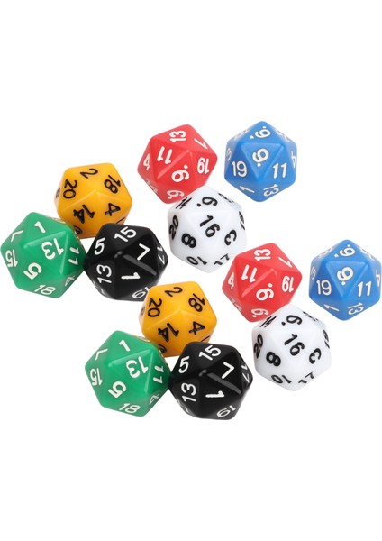 12 Adet Zar Seti 6 Renk 20 Taraflı Plastik Öğretim Zar Seti Tahta Oyunları Eğitimi Için (Yurt Dışından)