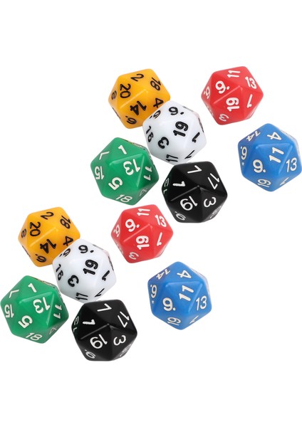 12 Adet Zar Seti 6 Renk 20 Taraflı Plastik Öğretim Zar Seti Tahta Oyunları Eğitimi Için (Yurt Dışından) fiyatları