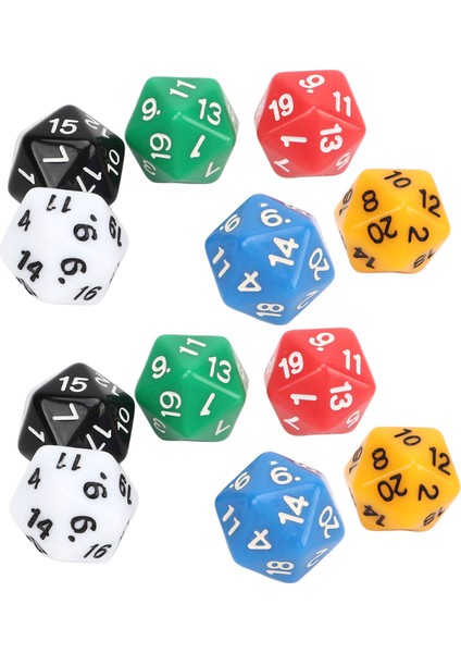 12 Adet Zar Seti 6 Renk 20 Taraflı Plastik Öğretim Zar Seti Tahta Oyunları Eğitimi Için (Yurt Dışından) fırsatları