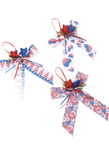 3 Adet Vatansever Yaylar Çelenk Kırmızı Mavi Beyaz Şerit Yıldız Yaylar 4th Temmuz Ağacı Topper Amerikan Bağımsızlık Günü Anma Günü Süslemeleri (Yurt Dışından) fiyatları