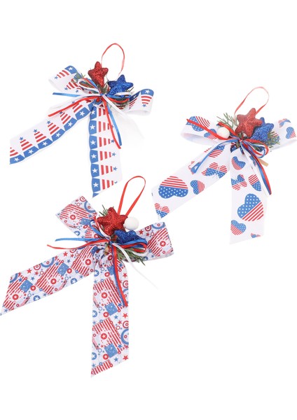 3 Adet Vatansever Yaylar Çelenk Kırmızı Mavi Beyaz Şerit Yıldız Yaylar 4th Temmuz Ağacı Topper Amerikan Bağımsızlık Günü Anma Günü Süslemeleri (Yurt Dışından) modelleri