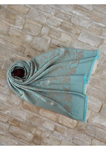 Turkuaz Lale Desen Kadın Şal fiyatları