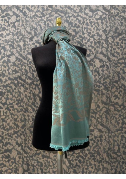 Turkuaz Lale Desen Kadın Şal modelleri