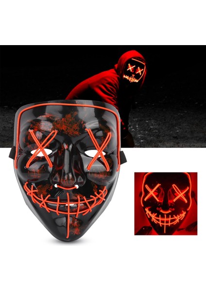 Cadılar Bayramı Korkunç LED Işık Up Glow Maske Kostüm Için Parti Prop Gösterisi Dekor (Kırmızı) (Yurt Dışından)