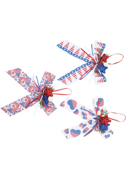 3 Adet Vatansever Yaylar Çelenk Kırmızı Mavi Beyaz Şerit Yıldız Yaylar 4th Temmuz Ağacı Topper Amerikan Bağımsızlık Günü Anma Günü Süslemeleri (Yurt Dışından) fırsatları