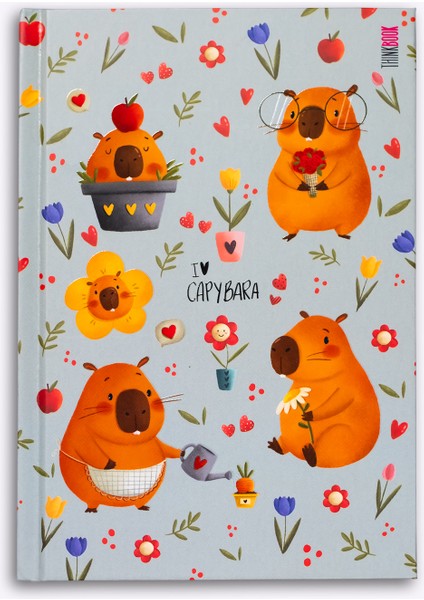 Capybara Çiçekler Sert Kapaklı Defter 14X20 fiyatları