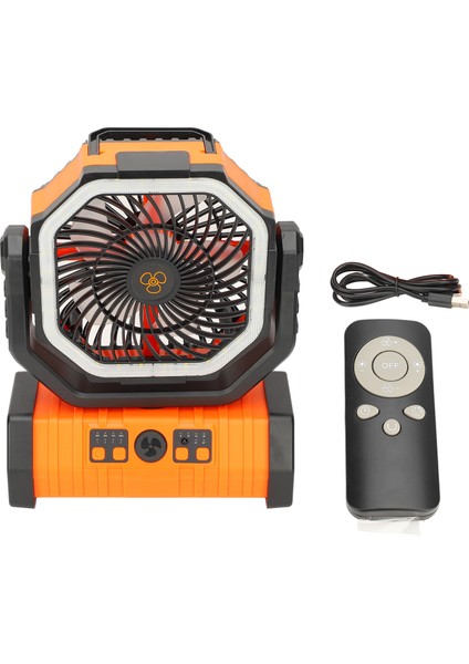 Işık ve Uzaktan Kumandalı Taşınabilir Kamp Fanı Çift Kanca Plastik Sessiz Şarj Edilebilir Pille Çalışan USB Masa Fanı Seyahat Rv Için Açık Çadır Fanı Turuncu 10000MA (Yurt Dışından)