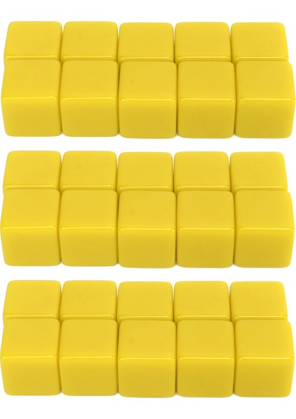 30 Adet 16MM Zar Seti Altı Kenarlı Boş Zar Üzerine Yazma Küp Oyunu Matematik Öğretim Eğitimi Sarı (Yurt Dışından)