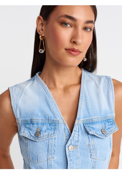 72006 Comfort Llikra Uzun Denim Tulum-Mavi