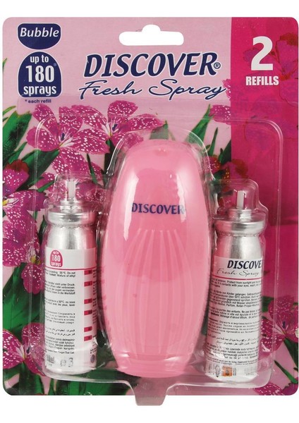 Fresh koku makinesi Pembe + Yedek Oda kokusu Sprey 2 Adet 15 ml - Bubble