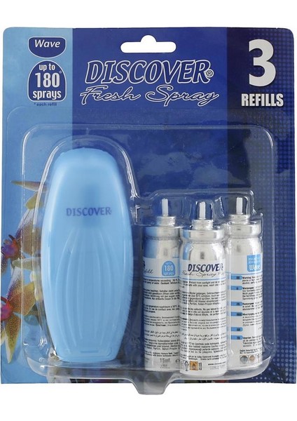 Fresh Koku Makinesi Mavi + Yedek Oda Kokusu Sprey 3 Adet 15 ml - Wave