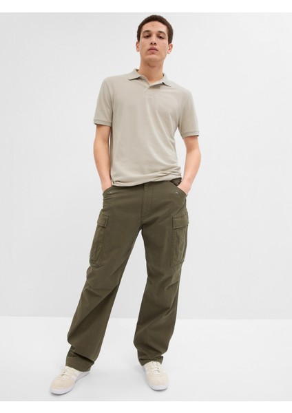 Erkek Bej Gap Logo Piqué Polo Yaka T-Shirt