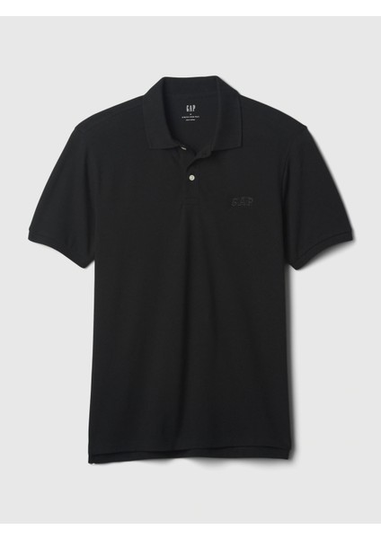 Erkek Siyah Gap Logo Piqué Polo Yaka T-Shirt
