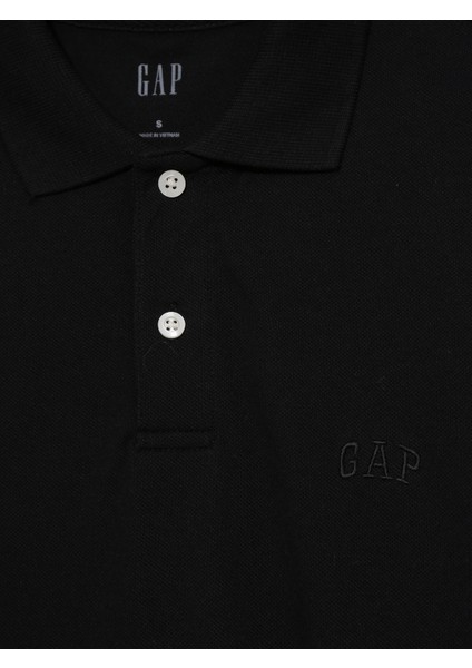 Erkek Siyah Gap Logo Piqué Polo Yaka T-Shirt