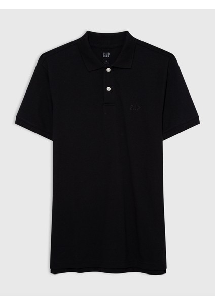 Erkek Siyah Gap Logo Piqué Polo Yaka T-Shirt