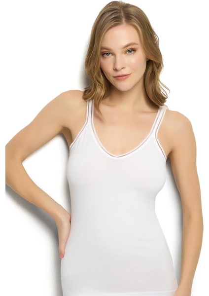 Kadın Beyaz 3'lü Pamuklu Likralı Atlet 553 fiyatları