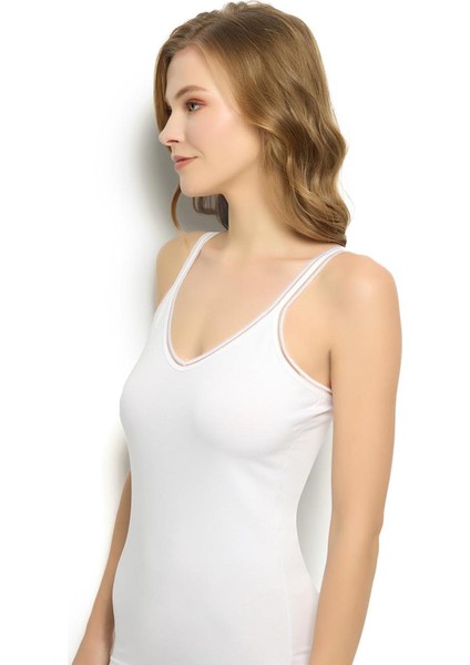 Kadın Beyaz 3'lü Pamuklu Likralı Atlet 553 modelleri