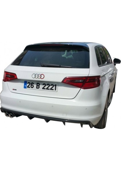 Audi A3 8V 2012 - 2016 Plastik Arka Tampon Eki - Difüzör (Plastik)(Boyasız)