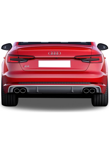 Audi A4 B9 2016 Sonrası 4 Çıkışlı S4 Arka Tampon Eki - Difüzör (Plastik)(Boyasız)