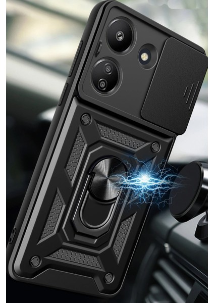 Xiaomi Redmi 13C Kılıf Pars Lens Yüzüklü Silikon - Lacivert Zrnet