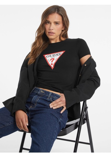 jeans Gj Ss Cn Slım Iconıc Tee Kadın Siyah T-Shirt W4YI04J1314-JBLK