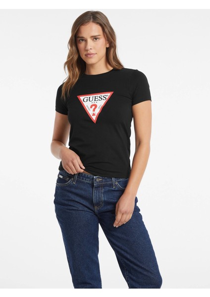 jeans Gj Ss Cn Slım Iconıc Tee Kadın Siyah T-Shirt W4YI04J1314-JBLK