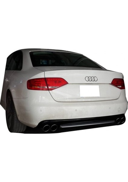 Audi A4 B8 Makyajsız 2008 - 2012 S4 Arka Tampon Eki - Difüzör ( Plastik) (Plastik) (Boyasız)