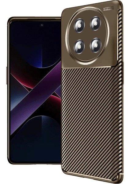 Honor Magic 7 Lite Kılıf Auto Focus Karbon Kapak - Kahverengi Zrnet
