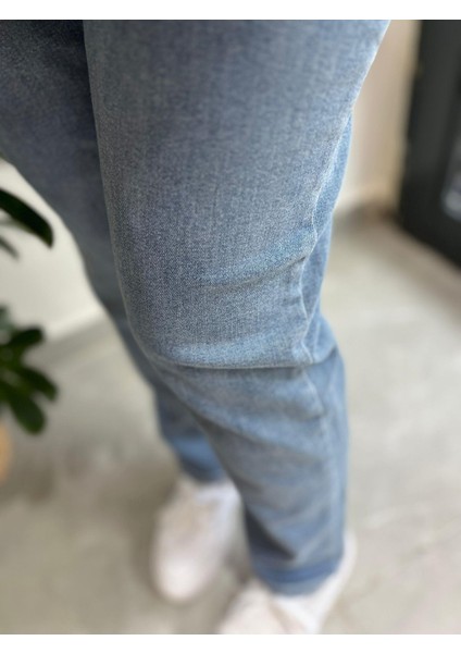 Mom Jeans Düz Kot Pantolon 0291