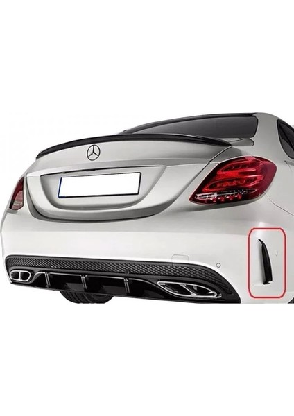 W205 C Serisi Sedan Amg - C63 Style - Arka Tampon Difüzör (Plastik) (Boyasız)