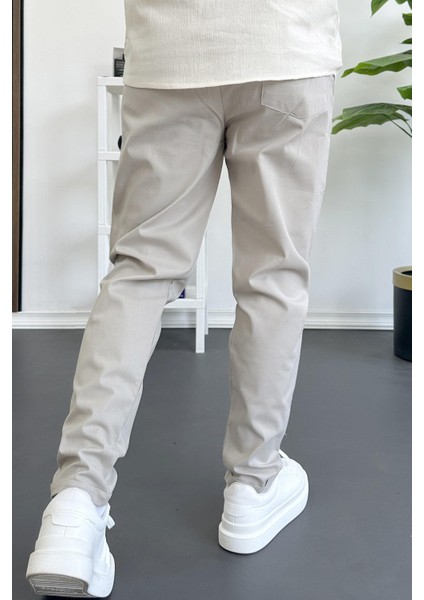 Erkek Dar Paça Jogger Pantolon Bej EDW384