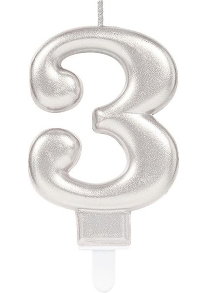 3 Rakam Mum Gümüş Renk (4172)