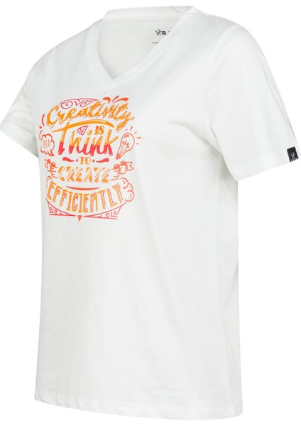 Alone Baskılı V Yaka Kadın T-Shirt 411