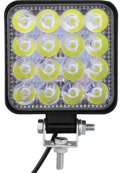 16 LED Kare Off-Road Çalışma Lambası - Iş Makinesi ve Arazi Araçları Için Güçlü Aydınlatma