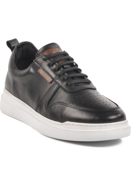 Siyah Beyaz Hakiki Deri Erkek Sneaker