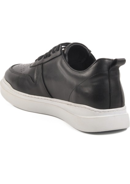 Siyah Beyaz Hakiki Deri Erkek Sneaker